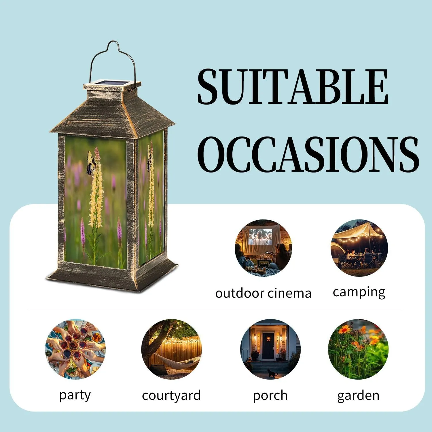Solar Lantern Eastern Tiger Swallowtail Oglesby Prairie AR Outdoor Waterproof Garden Hanging Lantern Solar Powered Lighting Outside Table Lamp for Patio Deck Camping 1 Pack