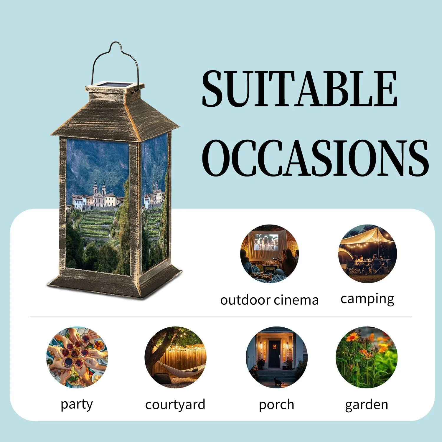 Solar Lantern St Peter ob Gratsch is Church South Tyrolean Outdoor Garden Hanging Lantern Waterproof Solar Powered Lighting Outside Table Lamp for Deck Yard Camping Patio Decor