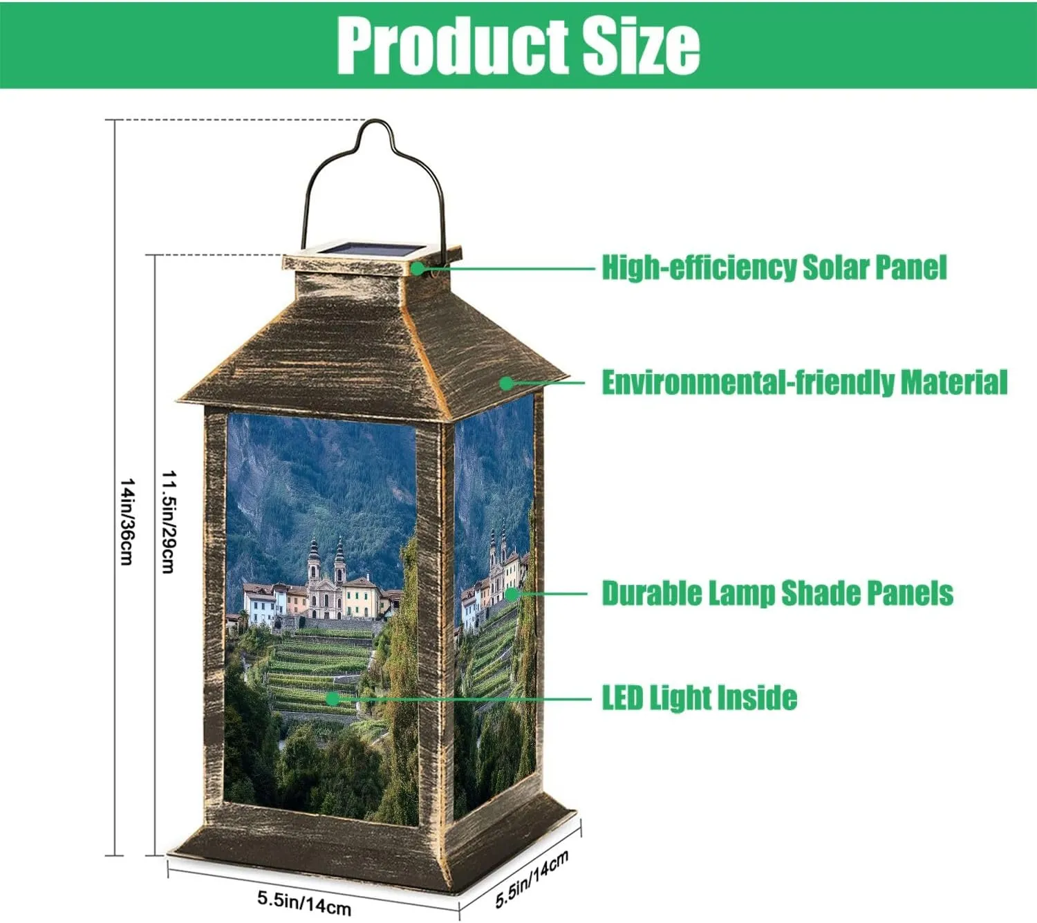 Solar Lantern St Peter ob Gratsch is Church South Tyrolean Outdoor Garden Hanging Lantern Waterproof Solar Powered Lighting Outside Table Lamp for Deck Yard Camping Patio Decor