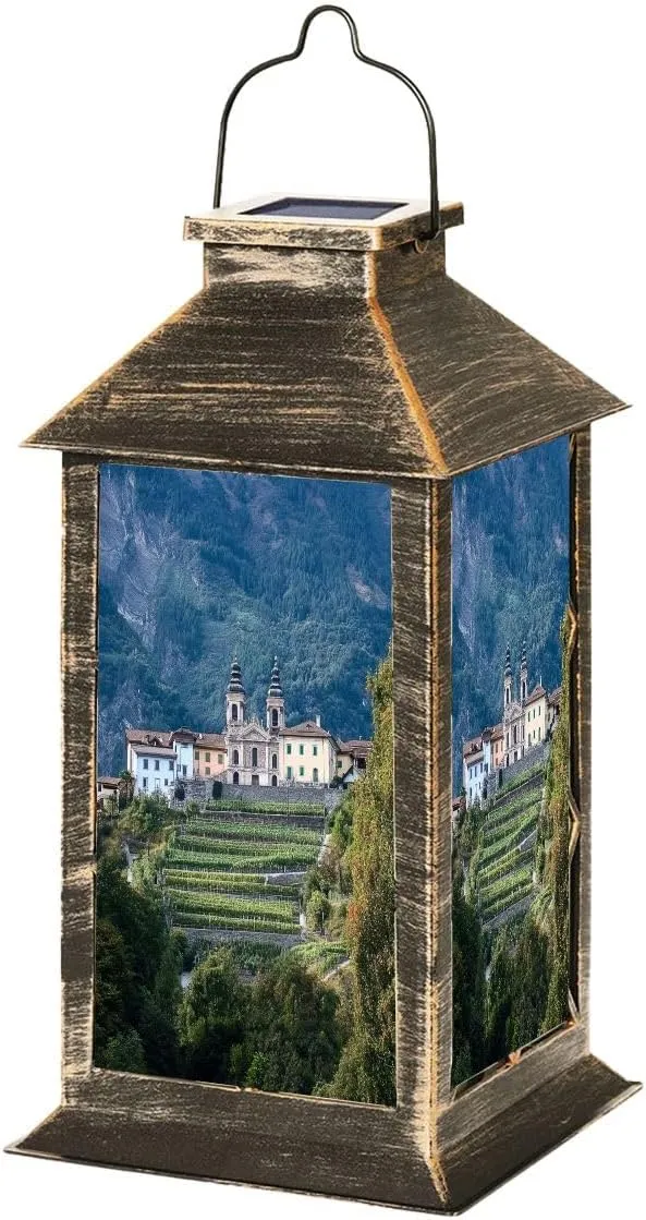 Solar Lantern St Peter ob Gratsch is Church South Tyrolean Outdoor Garden Hanging Lantern Waterproof Solar Powered Lighting Outside Table Lamp for Deck Yard Camping Patio Decor