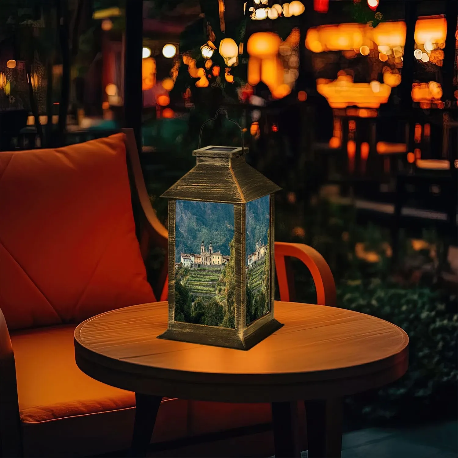 Solar Lantern St Peter ob Gratsch is Church South Tyrolean Outdoor Garden Hanging Lantern Waterproof Solar Powered Lighting Outside Table Lamp for Deck Yard Camping Patio Decor