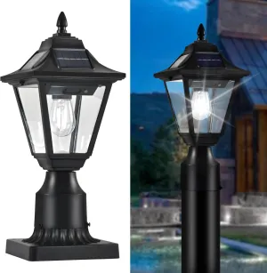 Solar Post Light with Pier Mount Base, 6000K Motion Sensor Solar Lamp Post Light, Waterproof Outdoor Post Lantern for Garden Patio Outside Pole Pillar (Cool White)