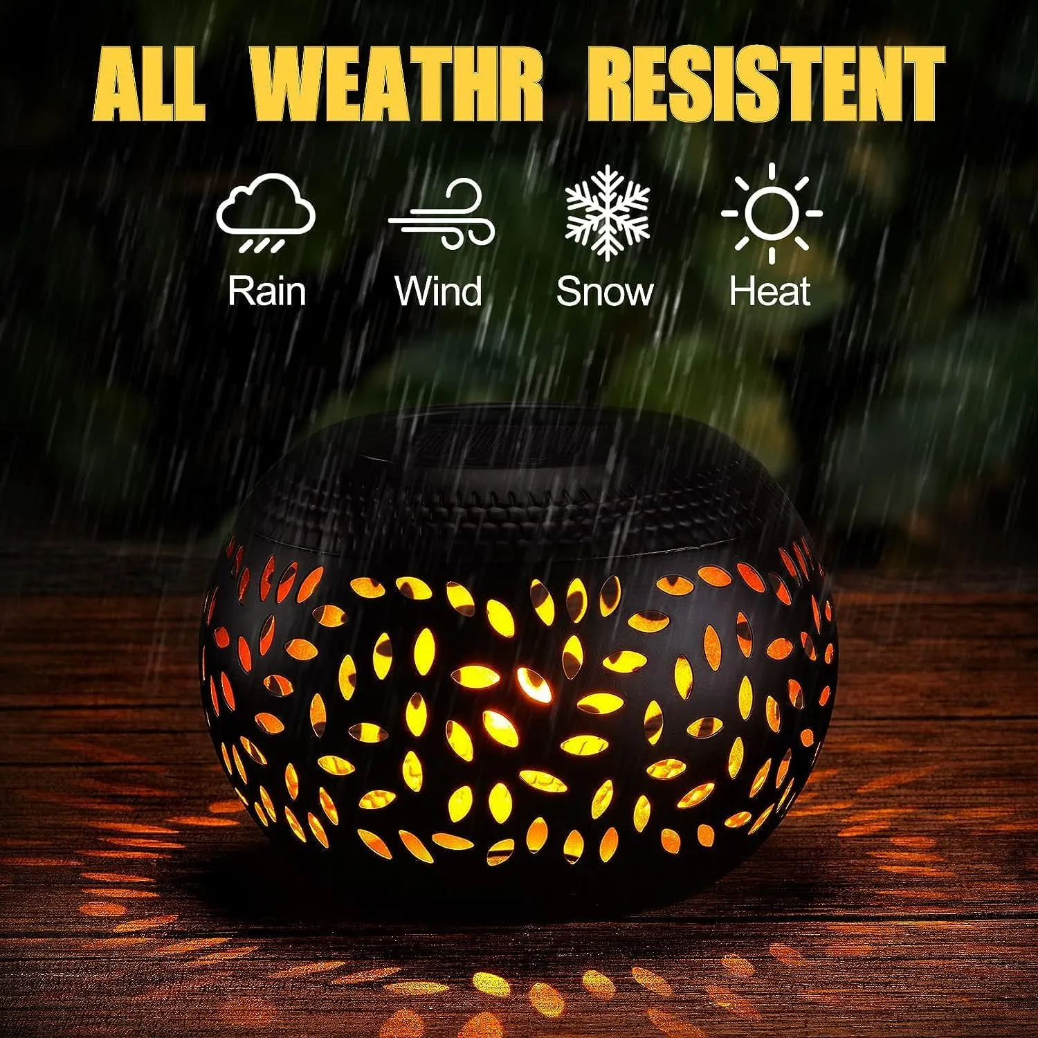 Solar Table Lantern – Black Moroccan-Style Outdoor LED Light