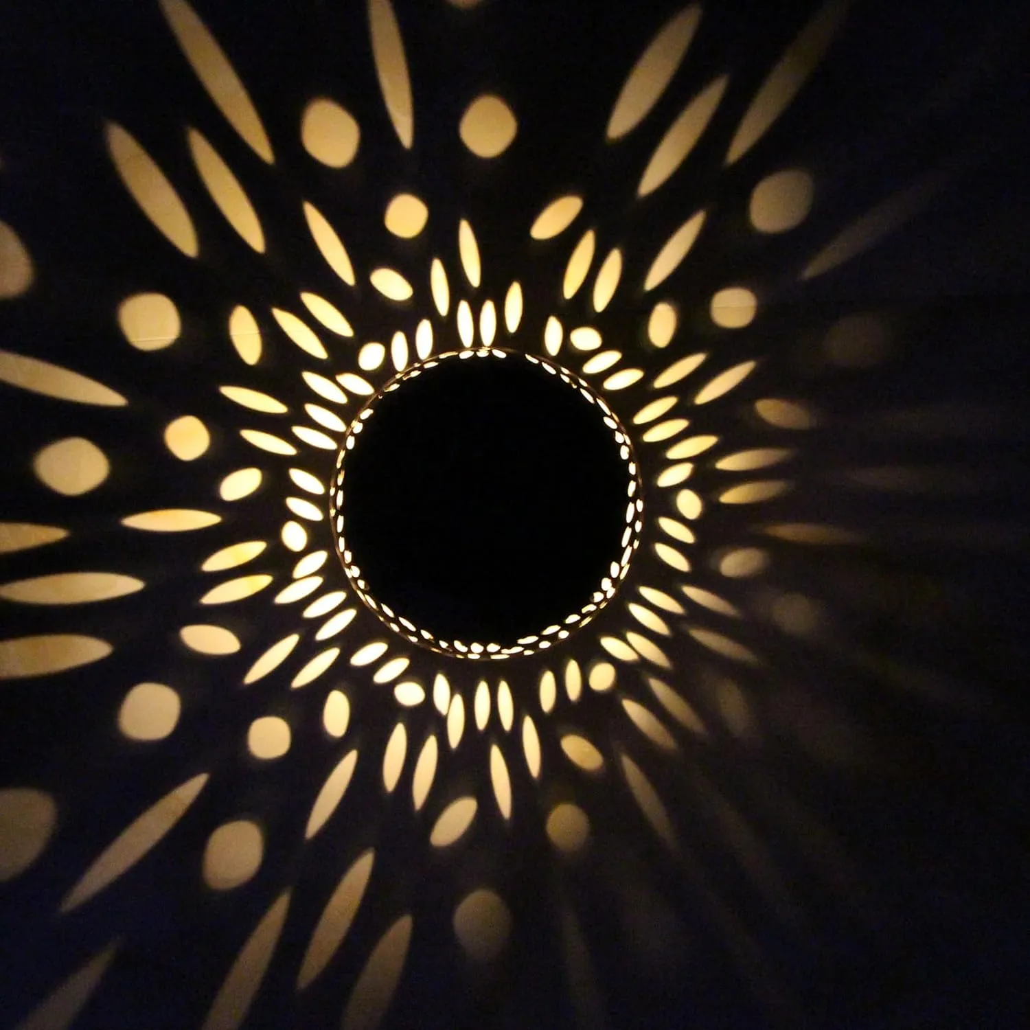 Solar Table Lantern – Black Moroccan-Style Outdoor LED Light