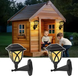 Solar Wall Lantern Outdoor Playhouse Light, Waterproof Decorative Solar Powered for Storage Shed, Playground, Dog House, Garden Wall, Fence, Patio, Backyard (2 Pack)
