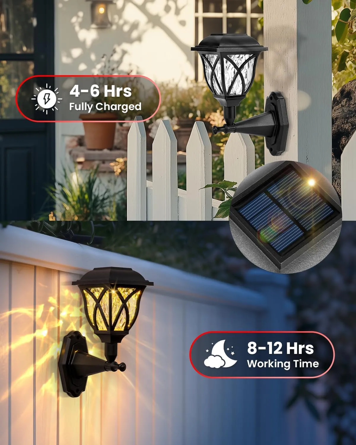 Solar Wall Lantern Outdoor Playhouse Light, Waterproof Decorative Solar Powered for Storage Shed, Playground, Dog House, Garden Wall, Fence, Patio, Backyard (2 Pack)