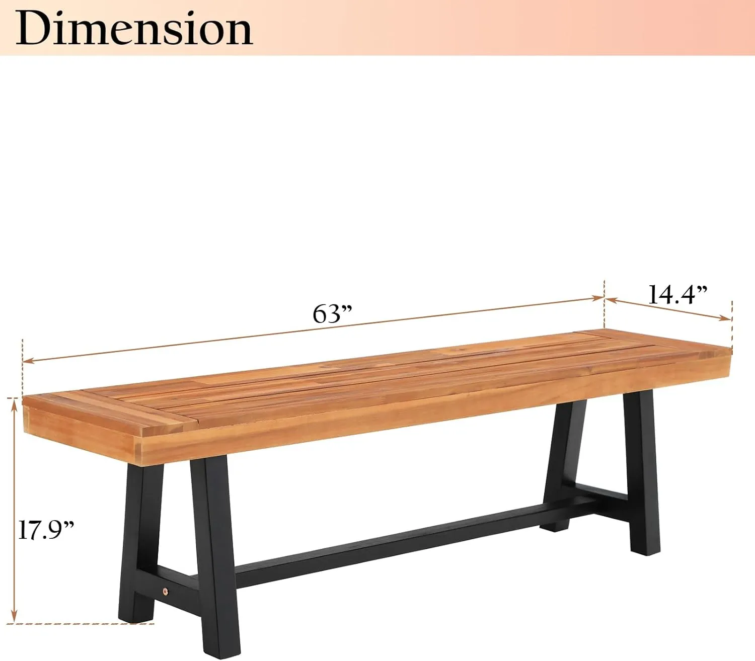 Sophia & William Outdoor Bench Garden Bench Wood 63", Patio Dining Bench Weatherproof, Wooden Park Front Porch Benches for Outside, Backless Acacia Wood Bench Long Narrow Clearance, 2 Pack, Teak