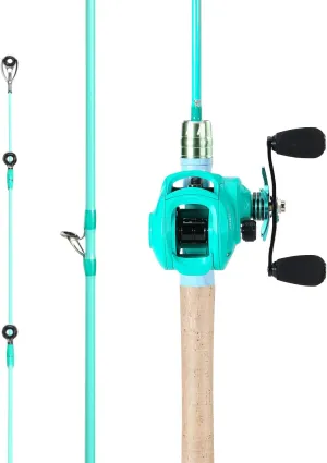 Sougayilang Baitcasting Fishing Rod Reel Combo,2 Pieces Super Light Pole with Strong Smooth Reel for Freshwater