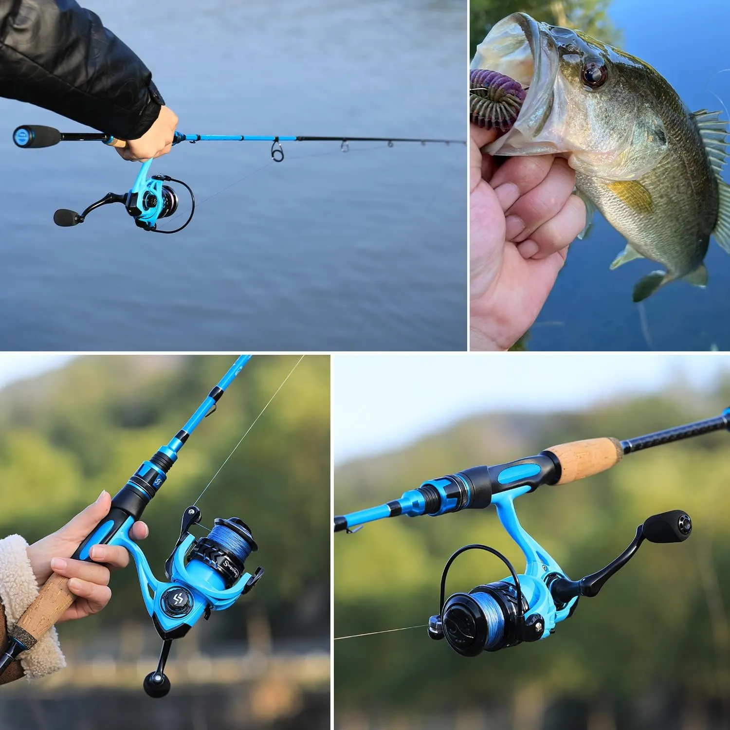 Sougayilang Spinning Combo, Medium Heavy Fishing Pole and 2000 Spinning Reel Set, Fishing Rod and Reel Commbo for Bass Fishing Tackle