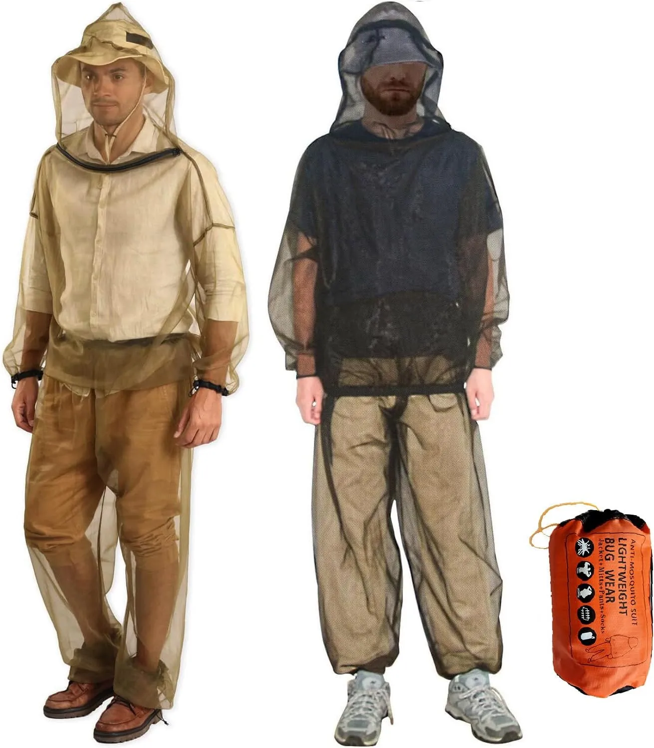 South to East Mosquito Suit - Net Bug Mesh Pants & Jacket with Hood for Outdoor Protection from Bugs, Flies, Gnats, No-See-Ums & Midges - Mosquito Net Clothing for Men & Women with Carrybag, XL Size