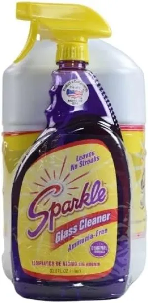 Sparkle Glass Cleaner Spray Bottle & Refill Bottle, Ammonia-Free Original Formula Glass Cleaner, Leaves No Streaks, 33.8 FL OZ Spray Bottle & 1 Gallon Refill Bottle (Pack of 1)