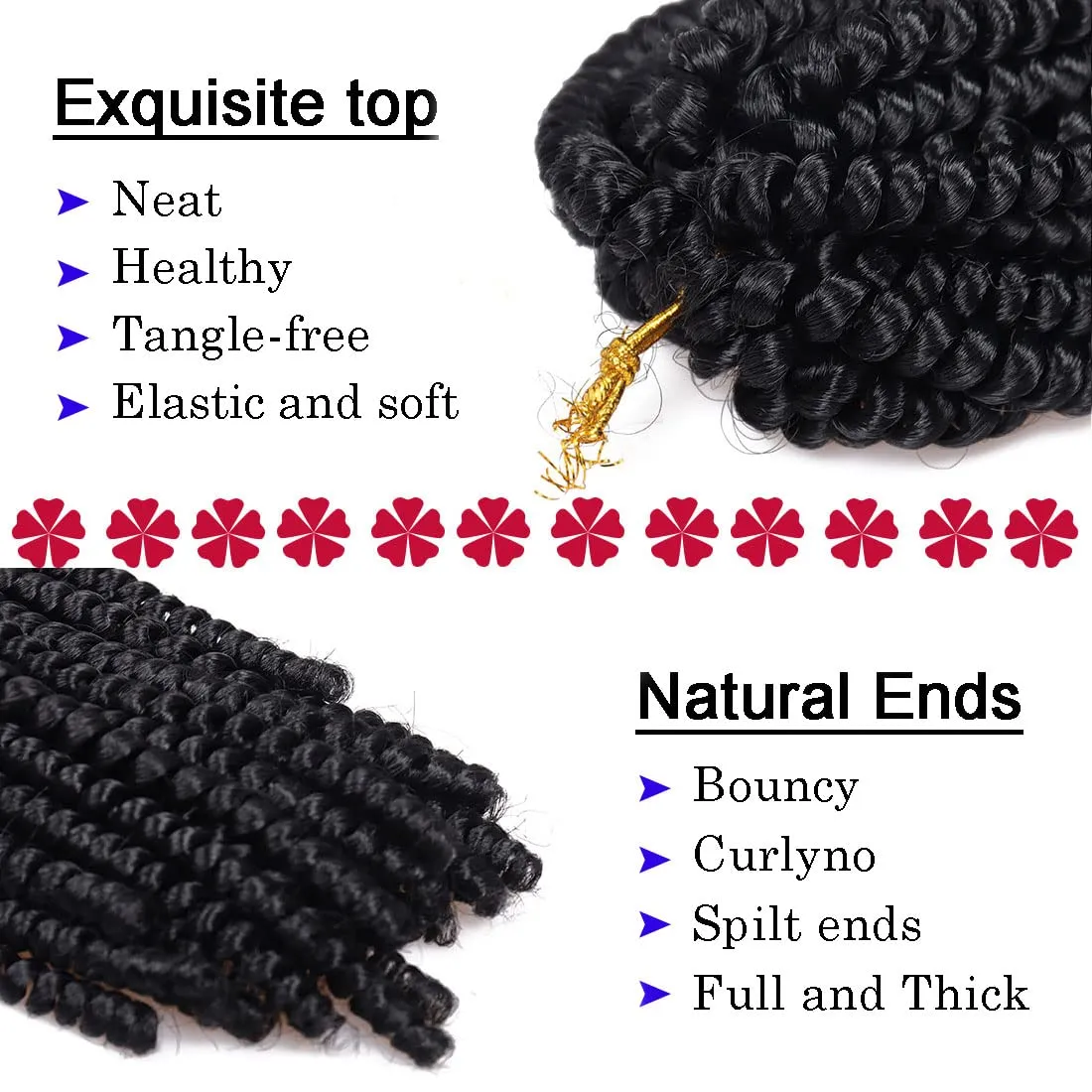 Spring Twist Hair 8 Inch 6 Packs Spring Twist Crochet Hair for Black Women Springy Afro Twist Hair Fluffy Kinky Twist Crochet Braids Synthetic Braiding Hair for Butterfly Locs Hair Extensions