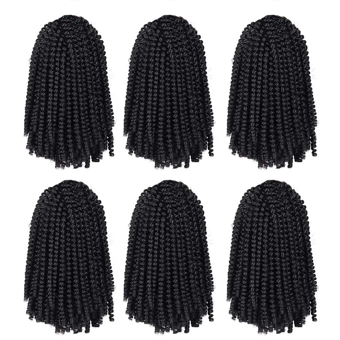 Spring Twist Hair 8 Inch 6 Packs Spring Twist Crochet Hair for Black Women Springy Afro Twist Hair Fluffy Kinky Twist Crochet Braids Synthetic Braiding Hair for Butterfly Locs Hair Extensions