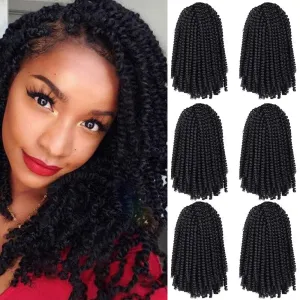 Spring Twist Hair 8 Inch 6 Packs Spring Twist Crochet Hair for Black Women Springy Afro Twist Hair Fluffy Kinky Twist Crochet Braids Synthetic Braiding Hair for Butterfly Locs Hair Extensions