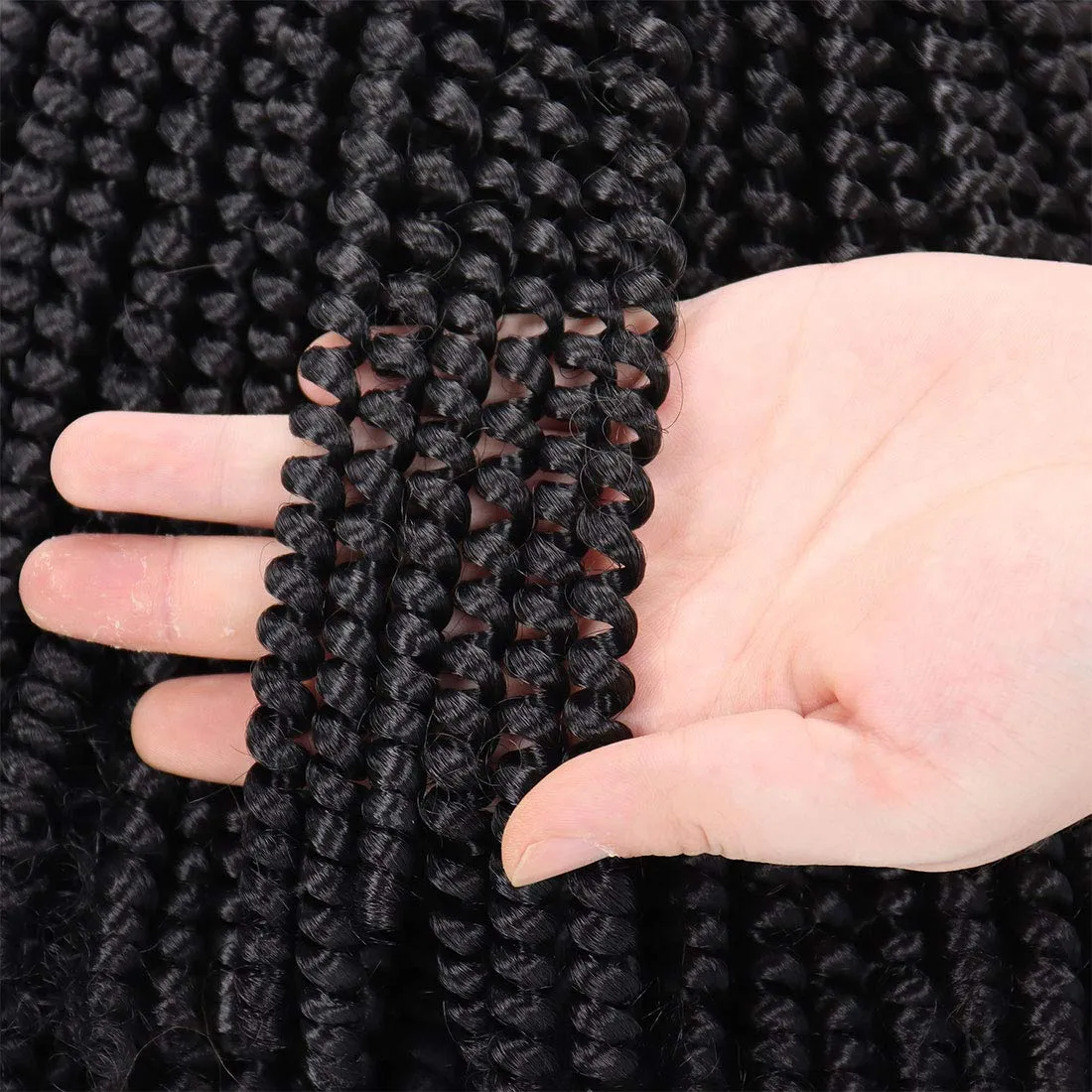 Spring Twist Hair - 8 Inch 6 Packs Spring Twists Crochet Hair for Women Black Synthetic Braiding Hair Low Temperature Fluffy Bomb Twist Hair Extensions, 1B
