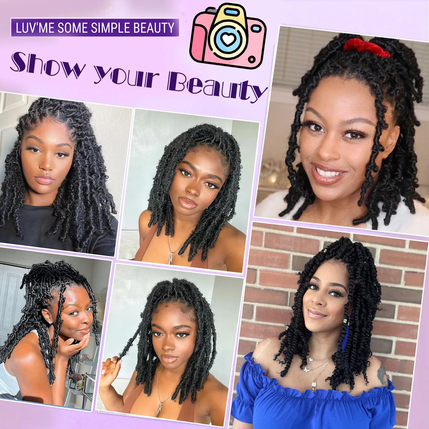 Springy Afro Twist Hair 12 Inch Marley Hair 8 Packs Kinky Twist Braiding Hair for Soft Locs Color 2 Pre Fluffed Marley Twist Hair Synthetic Kinky Curly Braiding Hair Extensions