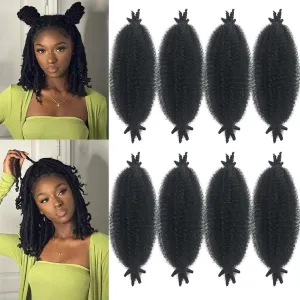 Springy Afro Twist Hair 12 Inch Marley Hair 8 Packs Kinky Twist Braiding Hair for Soft Locs Color 2 Pre Fluffed Marley Twist Hair Synthetic Kinky Curly Braiding Hair Extensions