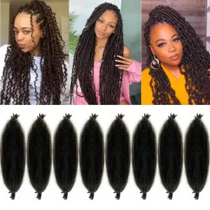 Springy Afro Twist Hair 24 Inch 8 Packs Marley Hair Pre-fluffed Spring Twist Hair Twisted Up Kinky Twist Cuban Twist Crochet Hair Pre-separated Braiding Hair For Black Women (24inch, 4#)