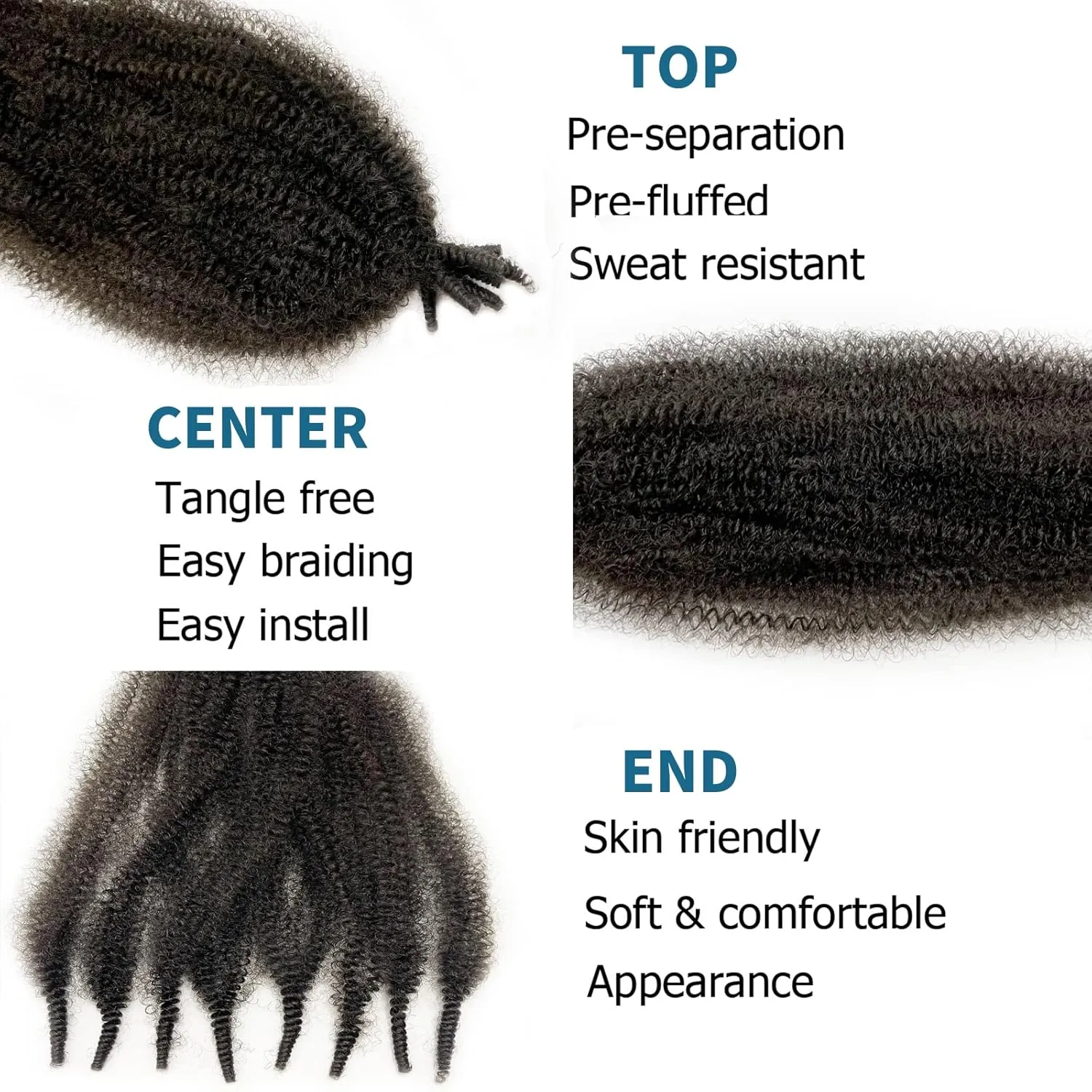 Springy Afro Twist Hair 24 Inch 8 Packs Marley Hair Pre-fluffed Spring Twist Hair Twisted Up Kinky Twist Cuban Twist Crochet Hair Pre-separated Braiding Hair For Black Women (24inch, 4#)