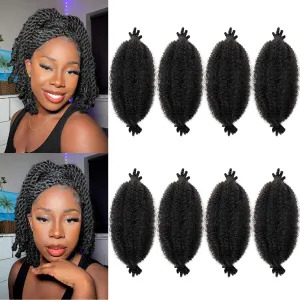 Springy Afro Twist Hair 8 Inch Marley Hair 8 Packs Kinky Twist Braiding Hair for Soft Locs Color 2 Pre Fluffed Marley Twist Braiding Hair Synthetic Kinky Curly Braiding Hair Extensions