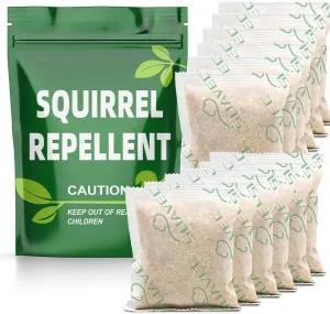 Squirrel Repellent Outdoor, Squirrel Repellant for Attic, Chipmunk Repellents, Squirrel Repeller, Squirrel Deterrent for Garden, Repellent for Squirrels, Keep Squirrel Out of Garage-12 Pouches