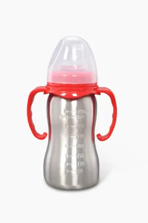 Stainless Steel Baby Milk Feeding Bottle- 290 ml (Red)