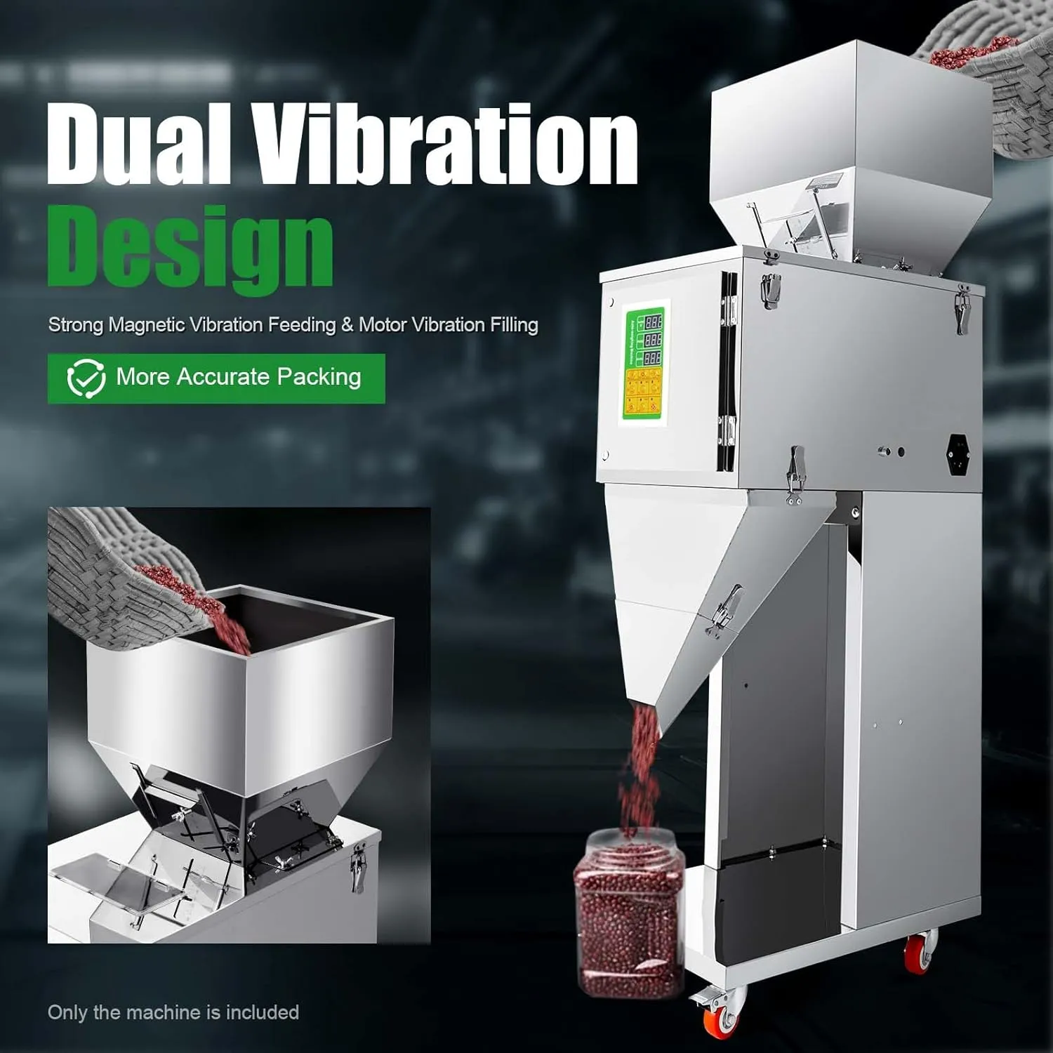 Stainless Steel Pow Filling Machine, 10-999g Pow Filling Machine Automatic Weighing Filler Quantitative Packing Us, Automatic Bottle Bag Pow Filler For Tea Seeds Grains Capsule Filling Kit
