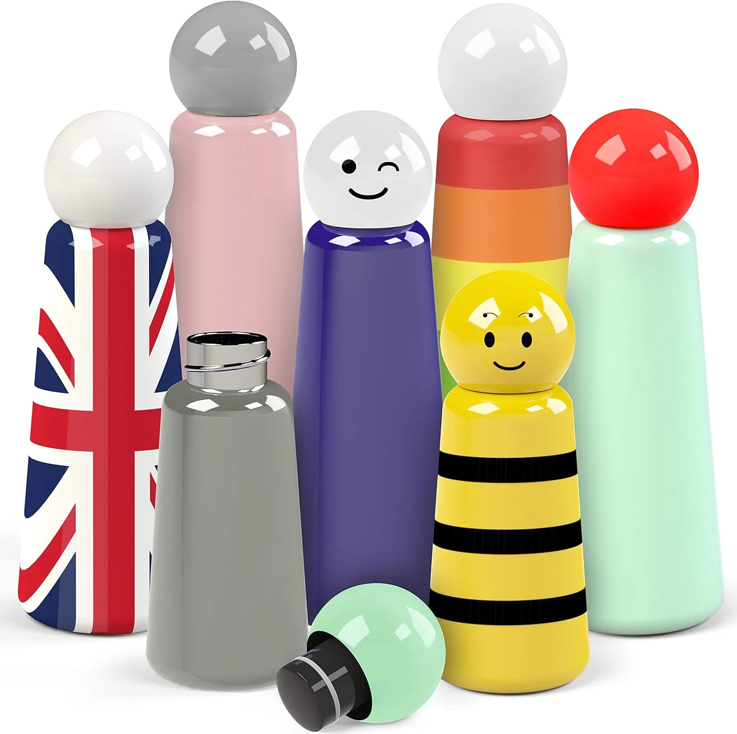 Stainless Steel Water Bottle | 300ml Insulated Water Bottle BPA Free | Cool and Modern Leak Proof Skittle Bottle Flask | Cold for 24  Hours, Hot for 12 | Indigo & Turquoise by Lund London