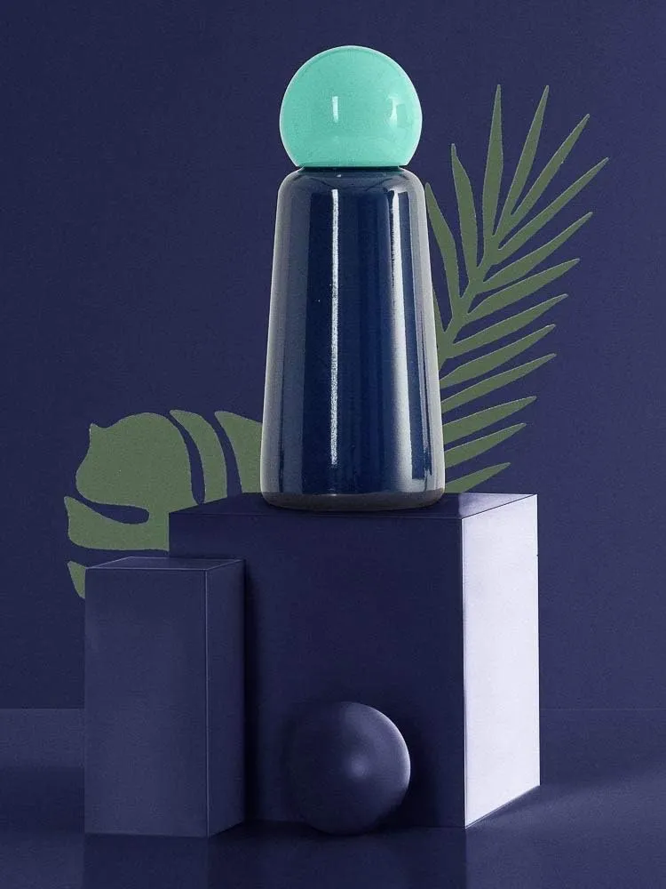 Stainless Steel Water Bottle | 300ml Insulated Water Bottle BPA Free | Cool and Modern Leak Proof Skittle Bottle Flask | Cold for 24  Hours, Hot for 12 | Indigo & Turquoise by Lund London