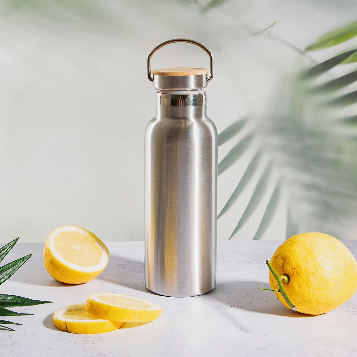 Stainless Steel Water Bottle With Bamboo Lid