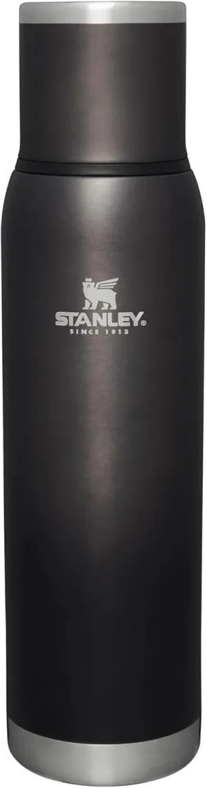 Stanley Adventure-To-Go Vacuum Bottle 1.4 qt | Wide Mouth with Leakproof Cup Lid | Keep Drinks Hot or Cold | Packable for Travel | Insulated Stainless Steel Thermos | BPA-Free | Charcoal Glow