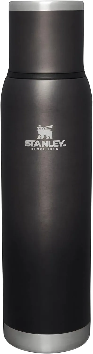 Stanley Adventure-To-Go Vacuum Bottle 1.4 qt | Wide Mouth with Leakproof Cup Lid | Keep Drinks Hot or Cold | Packable for Travel | Insulated Stainless Steel Thermos | BPA-Free | Charcoal Glow