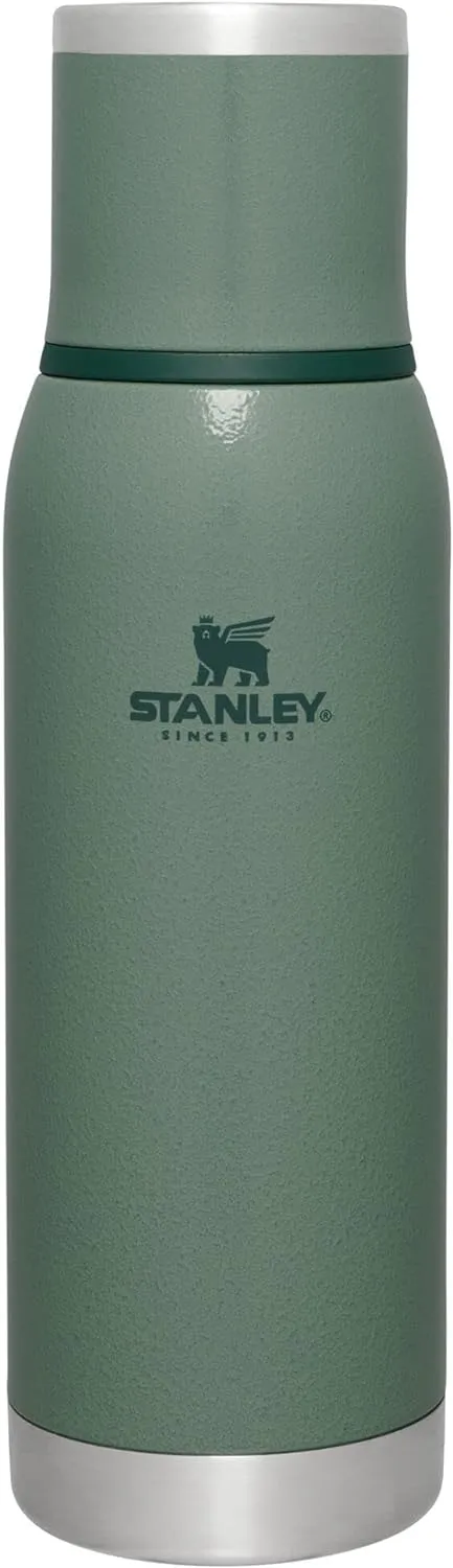 Stanley Adventure-to-Go Vacuum Bottle 25 oz | Wide Mouth with Leakproof Cup Lid | Keep Drinks Hot or Cold | Packable for Travel | Insulated Stainless Steel Thermos | BPA-Free | Hammertone Green