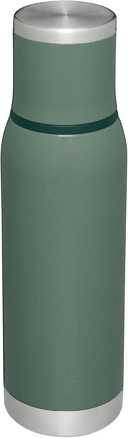 Stanley Adventure-to-Go Vacuum Bottle 25 oz | Wide Mouth with Leakproof Cup Lid | Keep Drinks Hot or Cold | Packable for Travel | Insulated Stainless Steel Thermos | BPA-Free | Hammertone Green