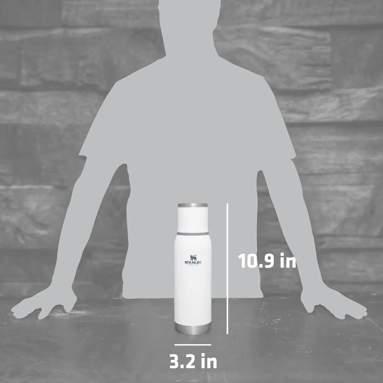 Stanley Adventure-To-Go Vacuum Bottle 25 oz | Wide Mouth with Leakproof Cup Lid | Keep Drinks Hot or Cold | Packable for Travel | Insulated Stainless Steel Thermos | BPA-Free | Polar