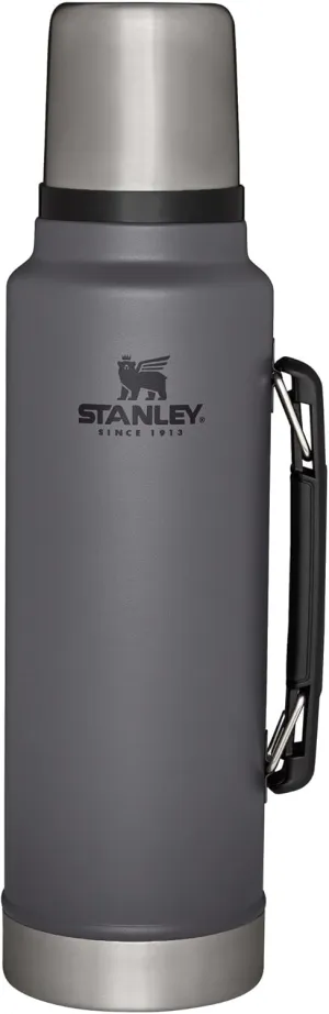 Stanley Classic Legendary Vacuum Bottle 1.5 qt | Wide Mouth with Leakproof Cup Lid | Keep Drinks Hot or Cold | Packable for Travel | Insulated Stainless Steel Thermos | BPA-Free | Charcoal