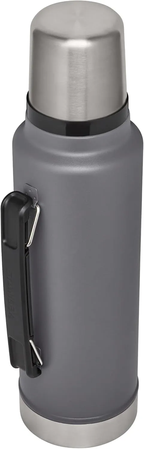 Stanley Classic Legendary Vacuum Bottle 1.5 qt | Wide Mouth with Leakproof Cup Lid | Keep Drinks Hot or Cold | Packable for Travel | Insulated Stainless Steel Thermos | BPA-Free | Charcoal
