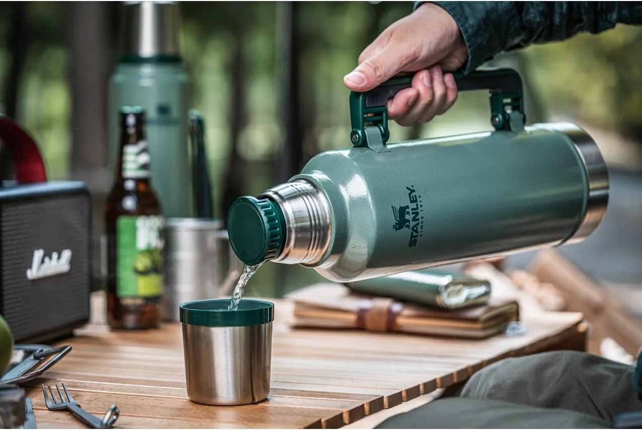 Stanley Classic Legendary Vacuum Bottle 2.0 qt | Wide Mouth with Leakproof Cup Lid | Keep Drinks Hot or Cold | Packable for Travel | Insulated Stainless Steel Thermos | BPA-Free | Black 2.0