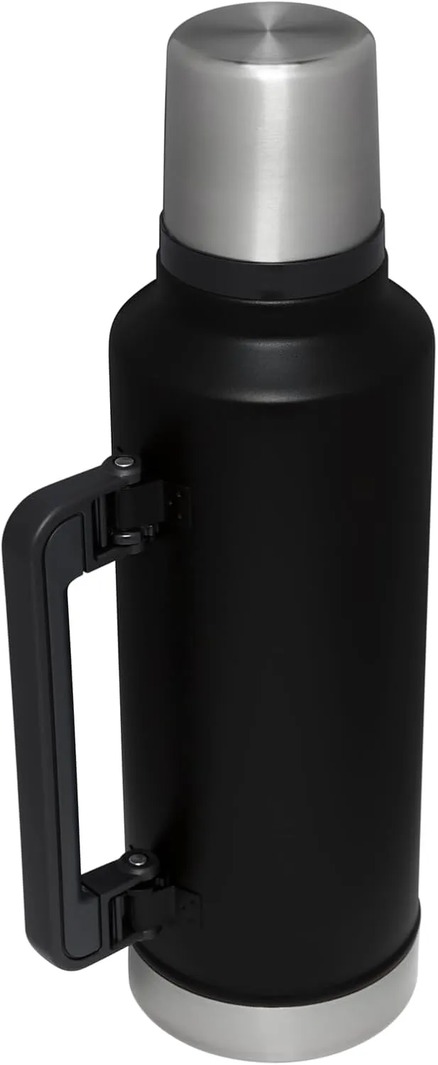 Stanley Classic Legendary Vacuum Bottle 2.0 qt | Wide Mouth with Leakproof Cup Lid | Keep Drinks Hot or Cold | Packable for Travel | Insulated Stainless Steel Thermos | BPA-Free | Black 2.0