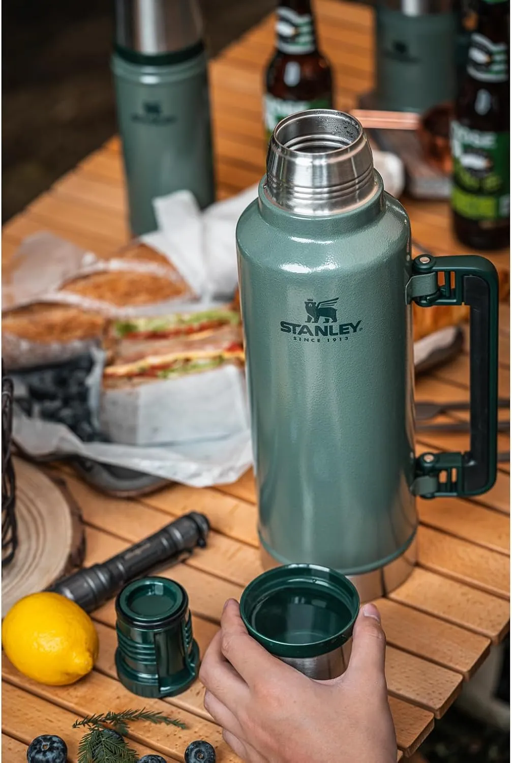 Stanley Classic Legendary Vacuum Bottle 2.0 qt | Wide Mouth with Leakproof Cup Lid | Keep Drinks Hot or Cold | Packable for Travel | Insulated Stainless Steel Thermos | BPA-Free | Black 2.0
