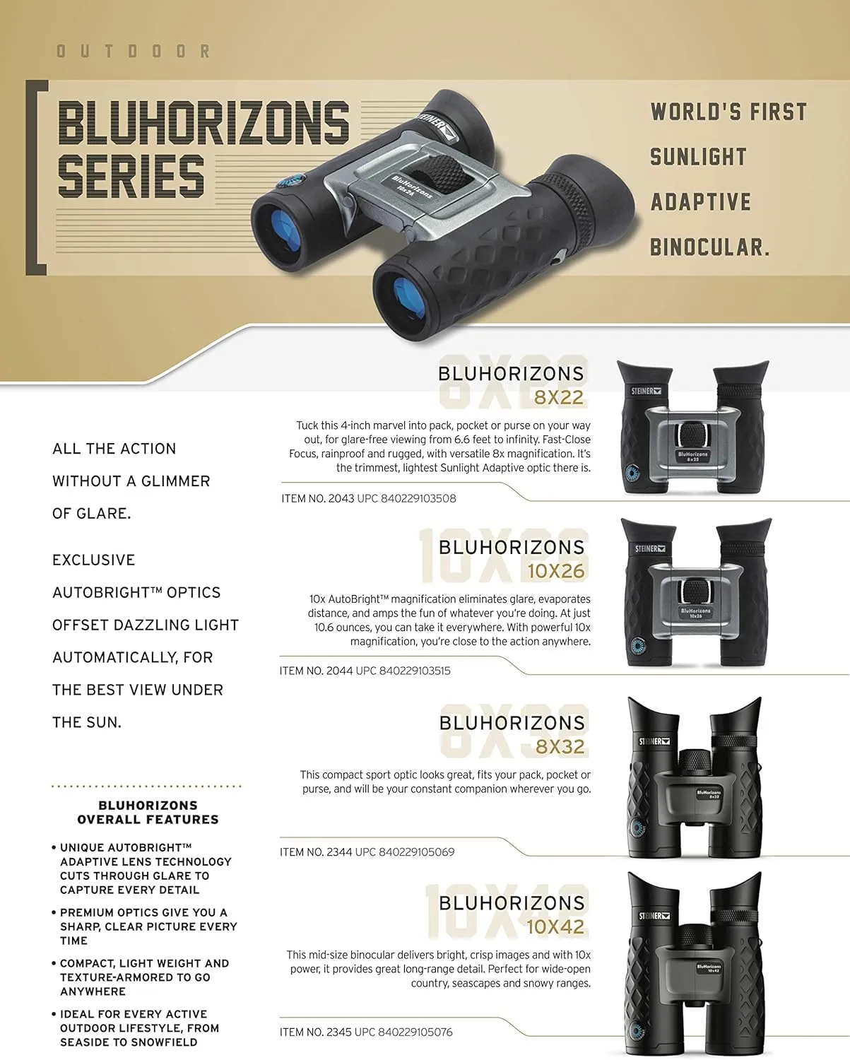 Steiner BluHorizons Binoculars - Unique Lens Technology, Eye Protection, Compact, Lightweight - Ideal for Outdoor Activities and Sporting Events