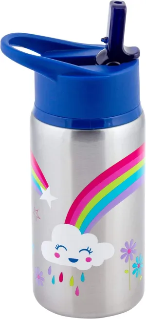 Stephen Joseph Stainless Steel Water Bottles, 18 OZ, Straw lid, Reusable tumbler, Insulated, Rainbow