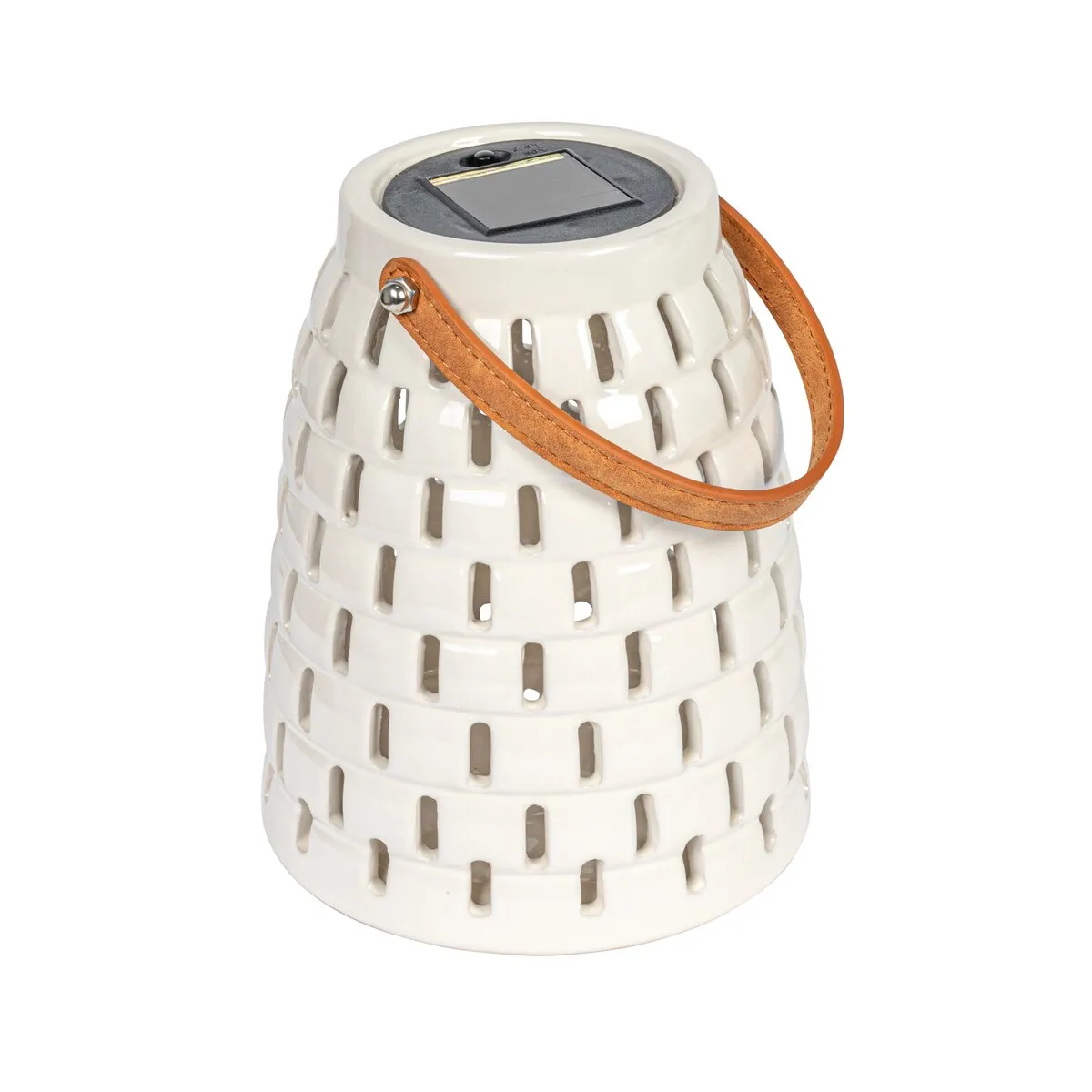 Stoneware Rechargeable LED Solar Powered Waterproof Lantern - 6.5"L x 6.5"W x 8.0"H
