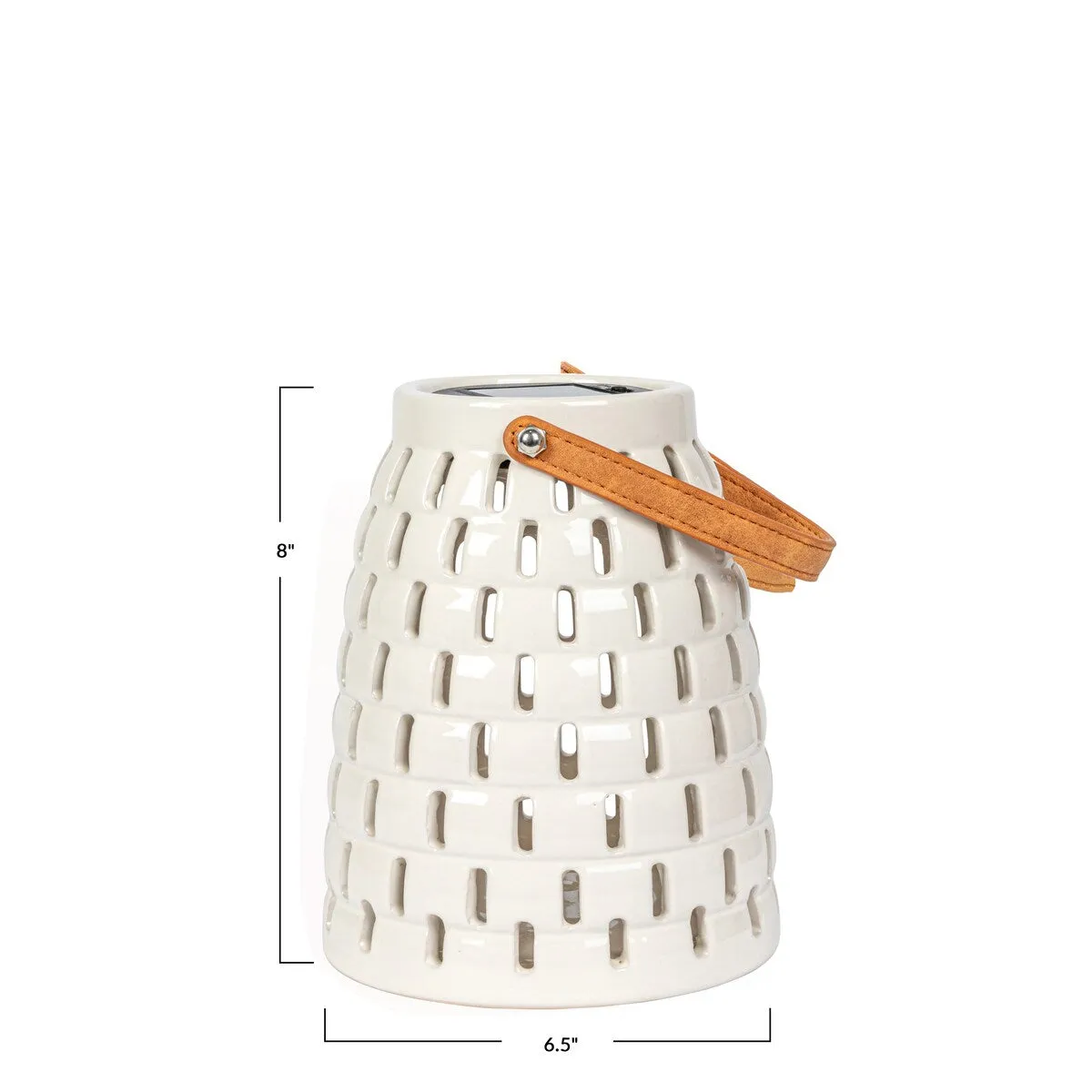 Stoneware Rechargeable LED Solar Powered Waterproof Lantern - 6.5"L x 6.5"W x 8.0"H