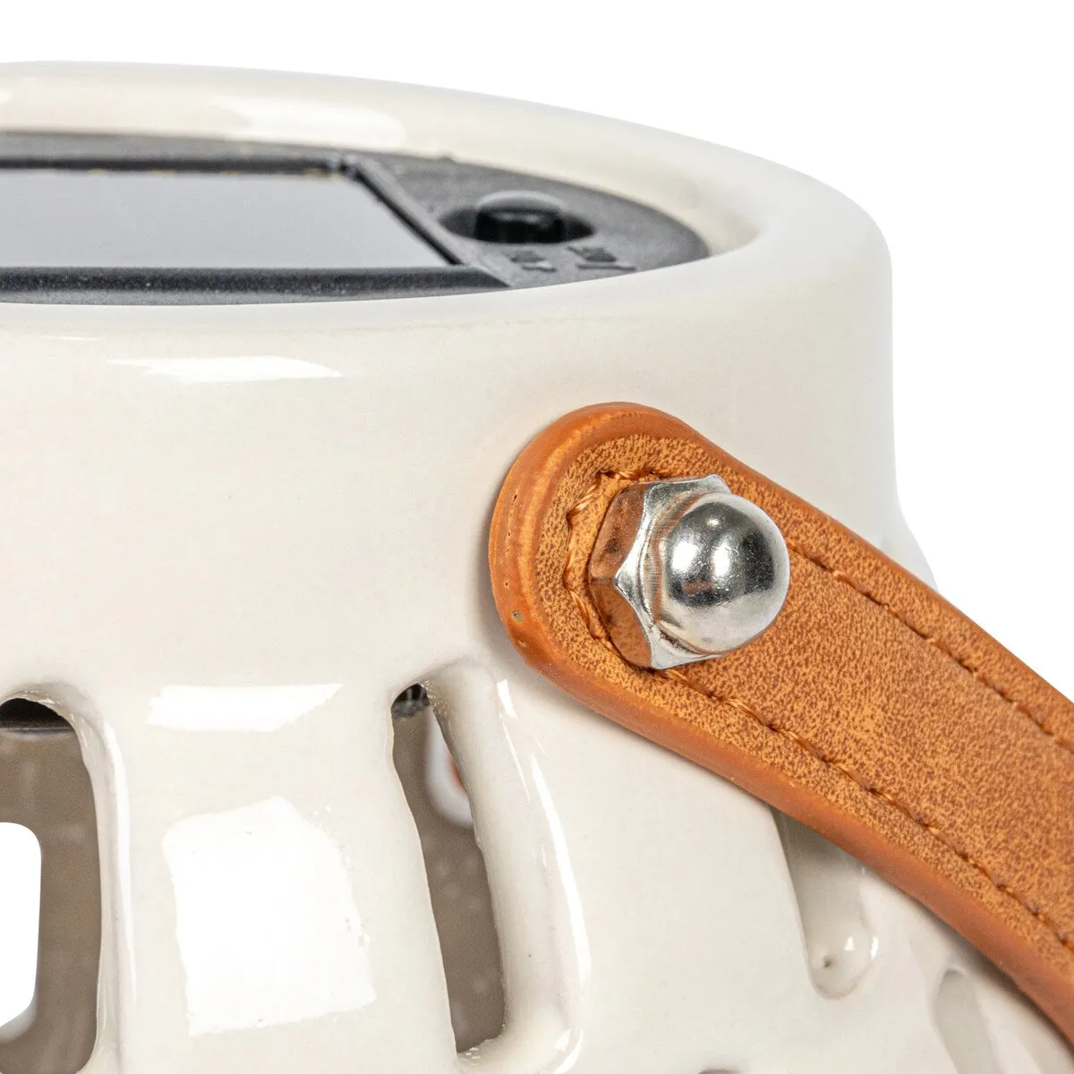 Stoneware Rechargeable LED Solar Powered Waterproof Lantern - 6.5"L x 6.5"W x 8.0"H