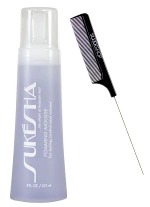 Sukesha Foaming Mousse, Whipping Foam for Body, Sheen and Hair Lift (w/ Sleek Comb) Hair Styling, UV  Color Protection, 100% Vegan (8 oz size)