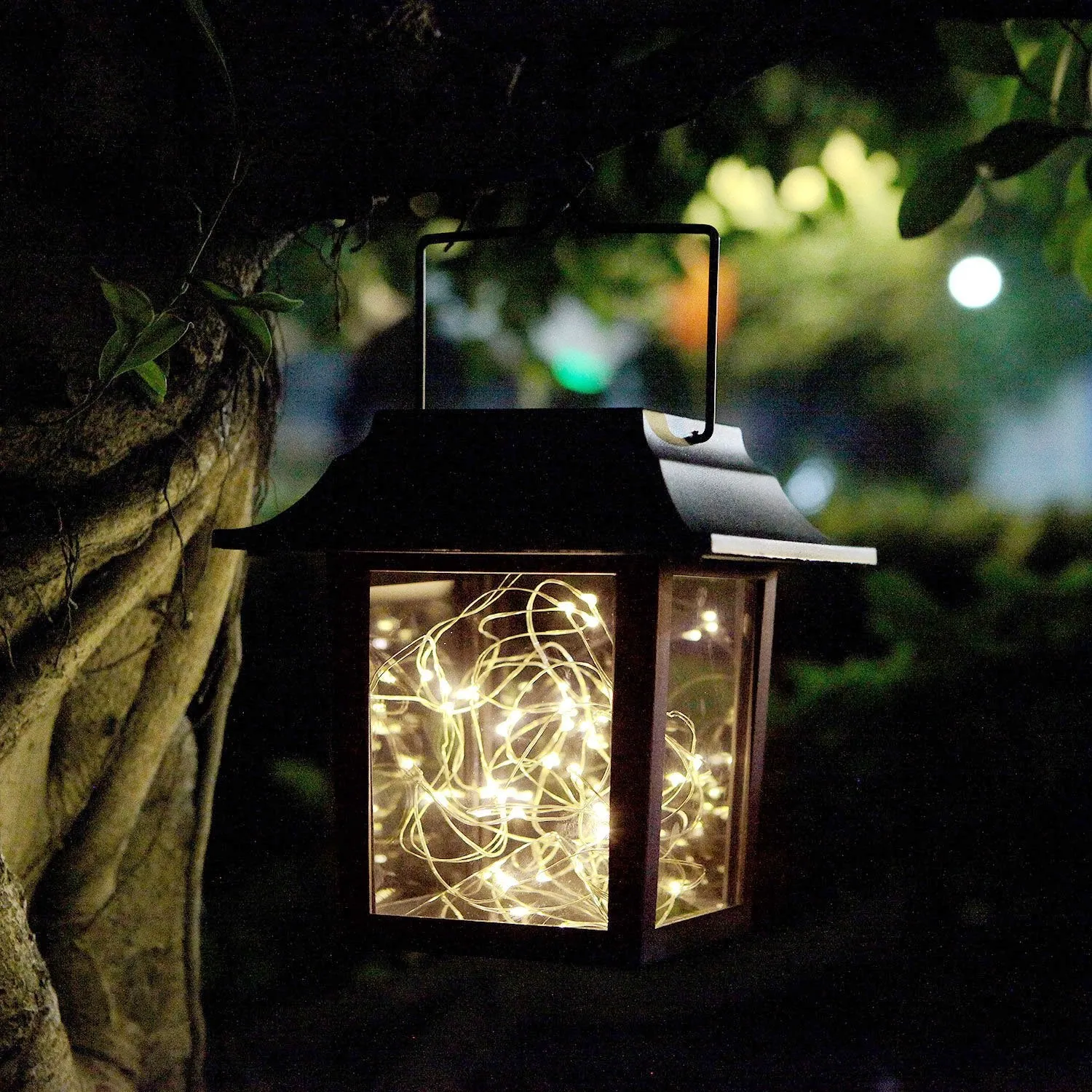 Sunlane Solar Lantern Lights,Outdoor Hanging Lamp,Waterproof 30 Warm White LEDs Copper Wire Fairy String Lights Lawn Patio Yard Pathway Walkway Courtyard Garden