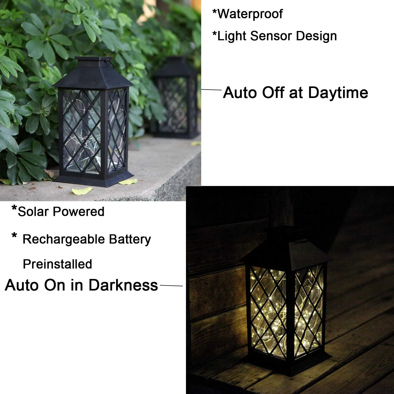 Sunlane Solar Lantern Lights,Outdoor Hanging Lamp,Waterproof 30 Warm White LEDs Copper Wire Fairy String Lights Lawn Patio Yard Pathway Walkway Courtyard Garden