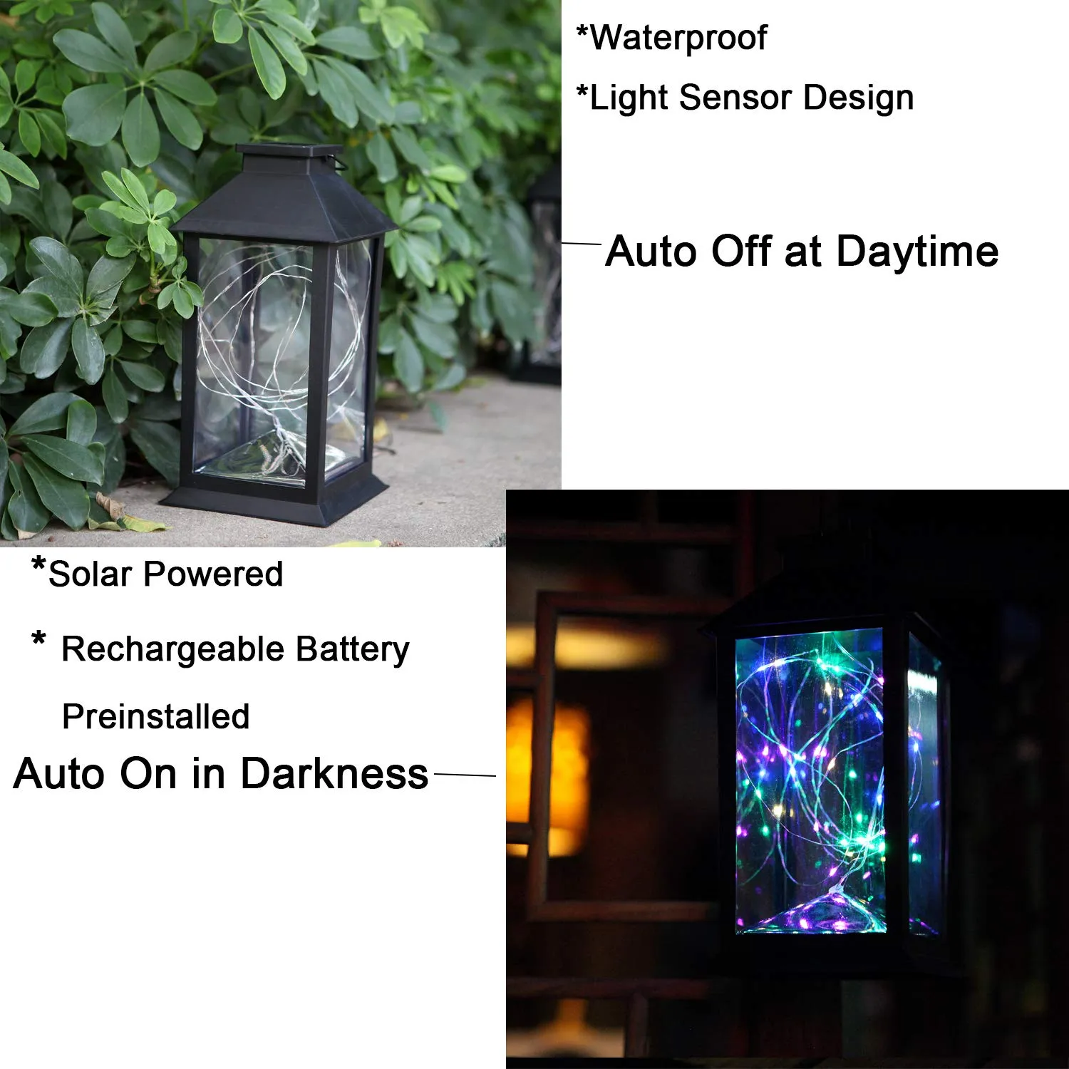 Sunlane Solar Lantern Lights,Outdoor Hanging Lamp,Waterproof 30 Warm White LEDs Copper Wire Fairy String Lights Lawn Patio Yard Pathway Walkway Courtyard Garden