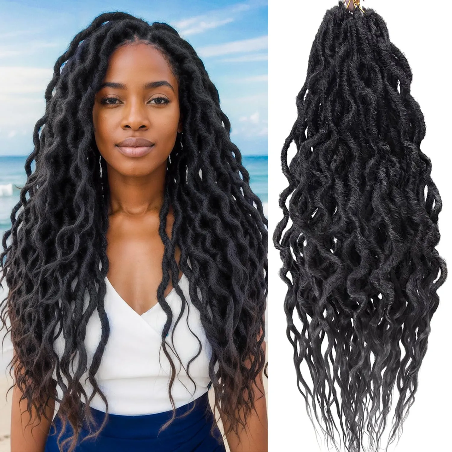 SuyiIRL Faux Locs Crochet Braid Hair Bohemian Locs 24 Inches Synthetic Dreads Ombre Braiding Hair Afro Dreadlock